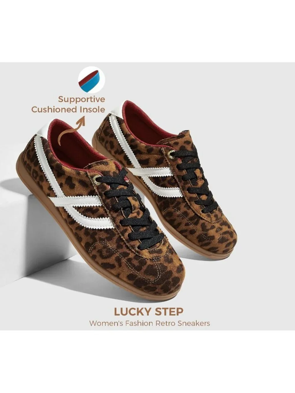 Women's Leopard Classic Retro Casual Fashion Gum Sole Running Walking Shoes
